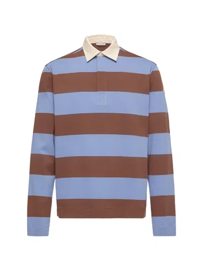 Moncler Striped Long-sleeve Polo Shirt In Multi