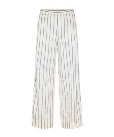Moncler Striped Loose Long Pants In White