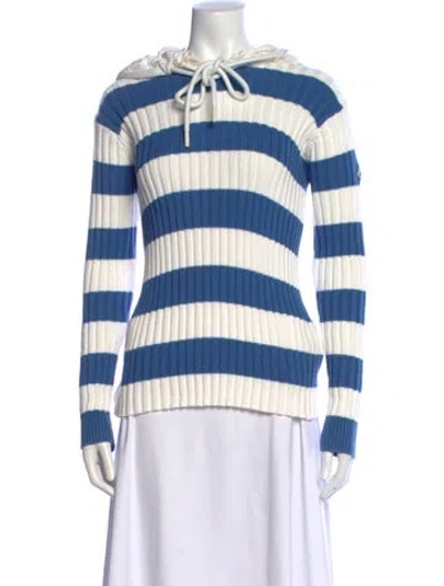 Pre-owned Moncler Striped Midi Length Dress In Blue