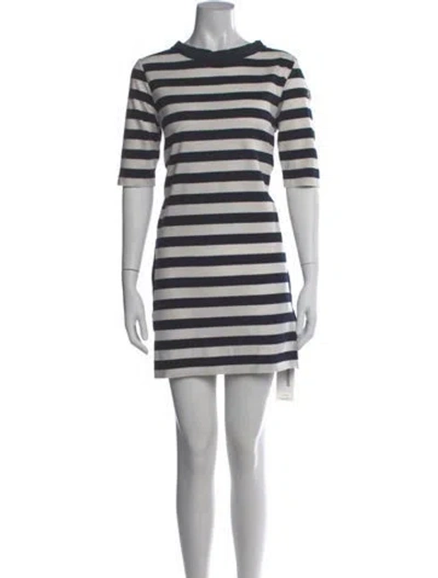 Pre-owned Moncler Striped Mini Dress In Blue