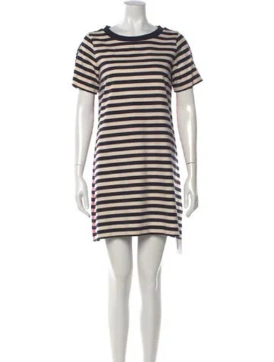 Pre-owned Moncler Striped Mini Dress In Blue