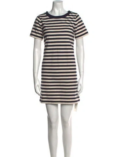 Pre-owned Moncler Striped Mini Dress W/ Tags In Blue