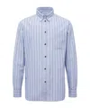 Moncler Striped Cotton Popline Shirt In Blue