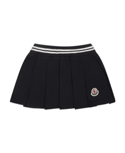 Moncler Striped Pleated Skirt In Blue