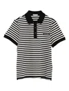 Moncler Striped Polo Shirt In Black