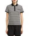 Moncler Striped Polo With Ribbed Cuffs In Blue