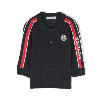 Moncler Striped Polo Shirt In Blue