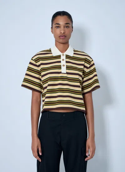 Moncler Striped Polo Shirt In Green