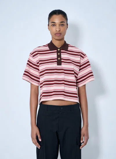 Moncler Striped Polo Shirt In Pink