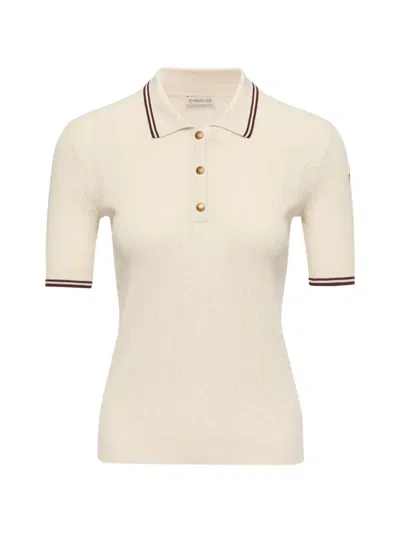 Moncler Striped Polo Shirt In White