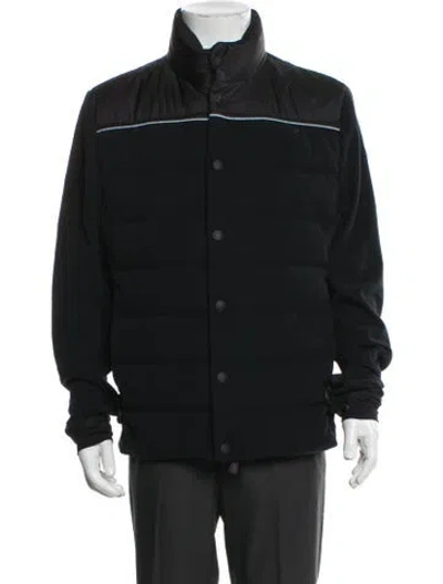 Pre-owned Moncler Striped Puffer Coat In Black