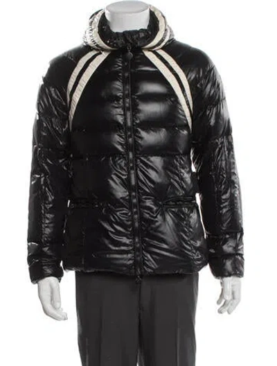 Pre-owned Moncler Striped Puffer Coat In Blue