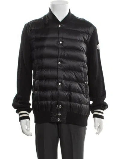Pre-owned Moncler Striped Puffer Coat In Gray