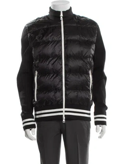 Pre-owned Moncler Striped Puffer Coat In Gray
