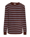 Moncler Striped Crew-neck T-shirt In Brown