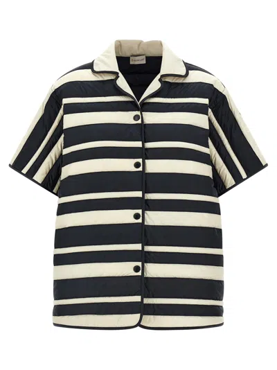 Moncler Striped Shirt In Black