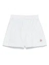 Moncler Stripe Logo Patch Shorts In White
