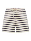 Moncler Striped Shorts With Drawstring And Logo In White