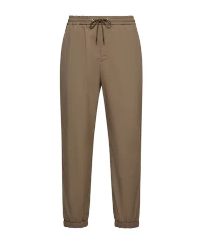 Moncler Striped Stretch Jogging Trousers In Brown