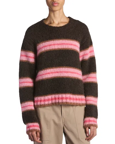 Moncler Striped Sweater In Brown