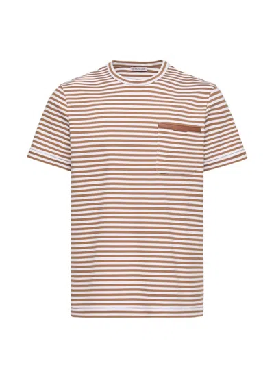 Moncler Striped Cotton T-shirt In Multi