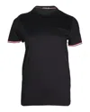 MONCLER STRIPED T-SHIRT IN BLACK COTTON