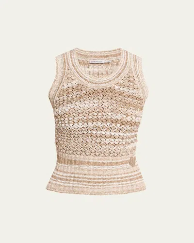 Moncler Striped Tank Top In Neutral