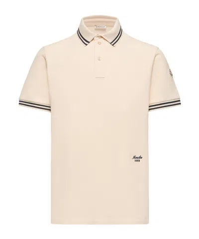 Moncler Striped Trim Cotton Piquet Polo Shirt In Pink