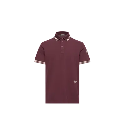 Moncler Logo-embroidered Striped-trim Polo Shirt In Brown