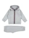 Moncler Striped-trim Logo Patch Tracksuit In Grey