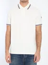 Moncler Striped Trim Polo Shirt In White