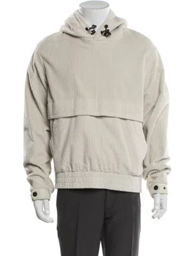 Pre-owned Moncler Striped Turtleneck Hoodie In Neutral