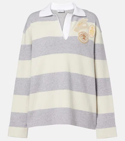 Moncler Striped Wool And Cotton-blend Polo Shirt