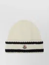 Moncler Striped Wool Hat Folded Brim In Neutral