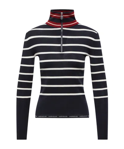 MONCLER STRIPED WOOL TURTLENECK SWEATER