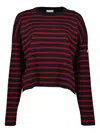 Moncler Striped Wool Sweater In Red