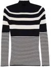 Moncler Striped-intarsia Ribbed Wool Top In Neutrals