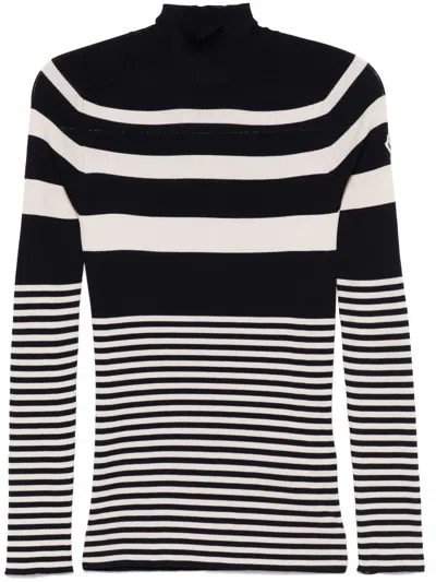 Moncler Striped Wool Sweater In Neutrals