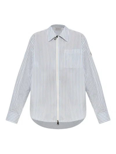 Moncler Striped Zip-up Shirt In Gray
