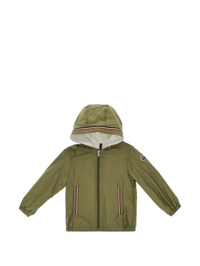 Moncler Babies' Striped-trim Hooded Jacket In Green