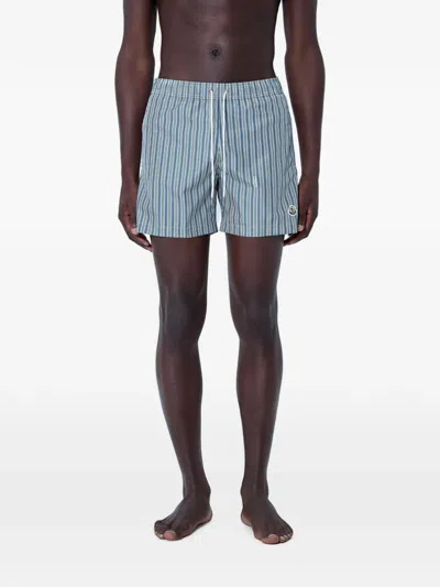 MONCLER STRIPE-PATTERN DRAWSTRING SWIM SHORTS