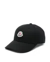 Moncler Structured Black Baseball Cap With Logo Patch In Black