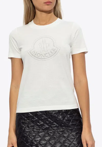 Moncler Studded Logo T-shirt In Neutral