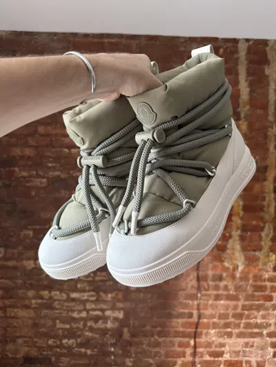 Pre-owned Moncler Studio Ascenti Megalace Puffer Boots In Green