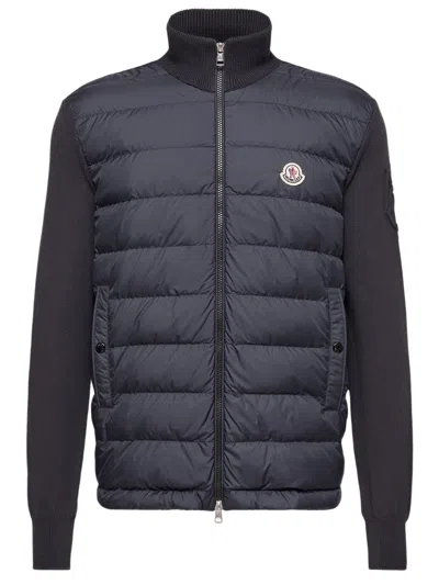Moncler Stylish Cotton Sweater With Microchic Padding - Men's Large In Blue