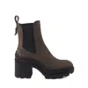 MONCLER STYLISH LEATHER CHELSEA ANKLE BOOTS FOR WOMEN