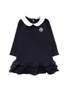 Moncler Stylish Logo Dress For Girls In Blue