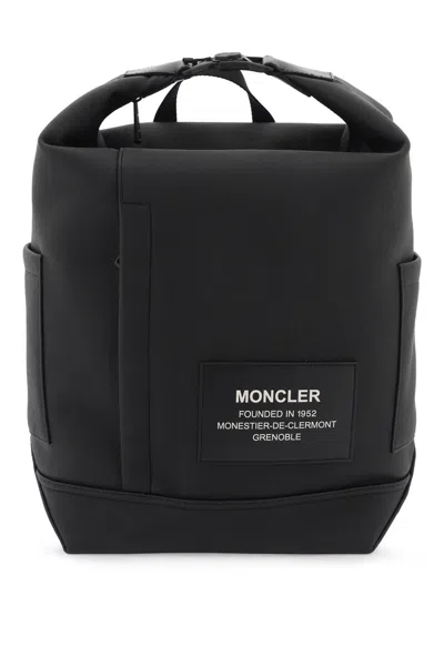 Moncler Stylish Men's Black Coated Canvas Backpack For Ss24