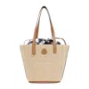 MONCLER BEIGE RAFFIA TOTE HANDBAG FOR WOMEN