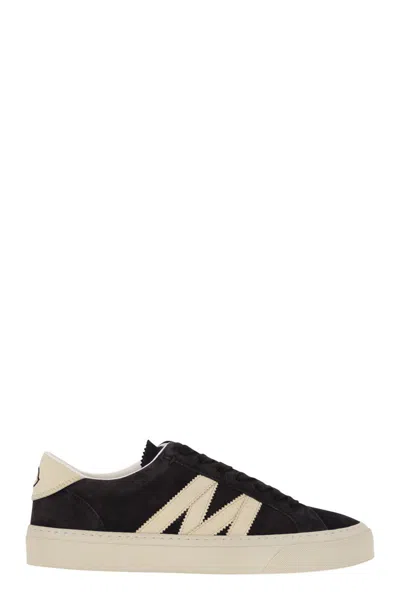 Moncler Suede And Nubuck Leather Lace-up Trainers In Gray